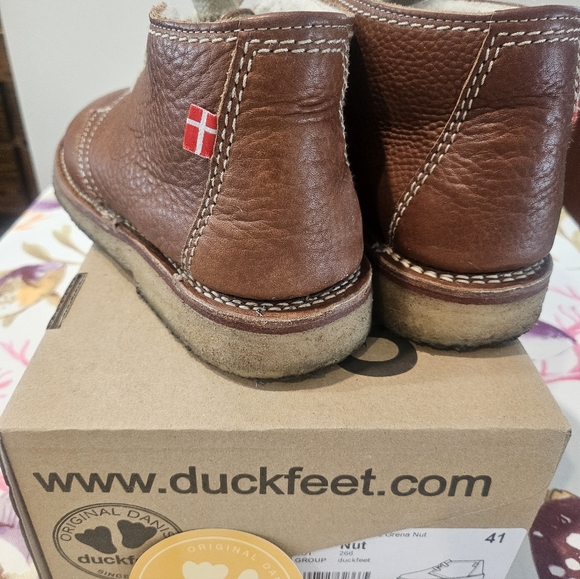 Duckfeet Women’s Grena Nut Brown Pebbled Leather Genuine Sherpa Lining EU 41 - Picture 2 of 8